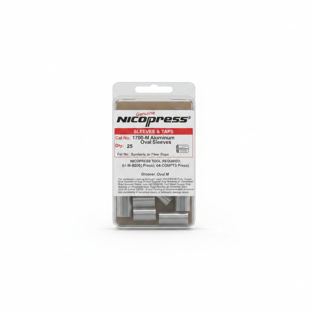 Mangas Ovaladas de Compresión Nicopress 170M para Cable de Acero 1/4" (Paquete con 25 Piezas)