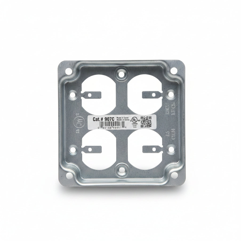 Tapa Metálica 4x4 con Orificios 1/2" para Caja Eléctrica