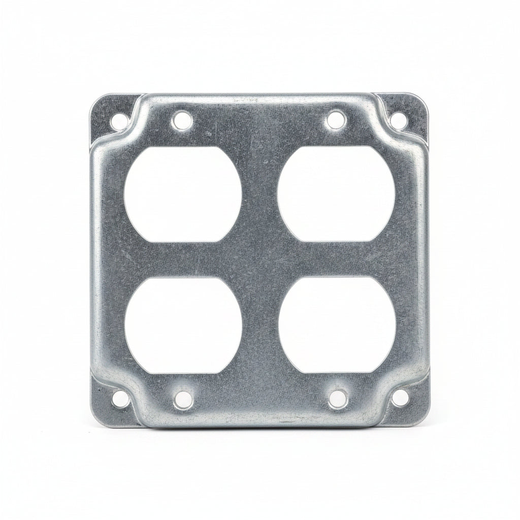 Tapa Metálica 4x4 con Orificios 1/2" para Caja Eléctrica